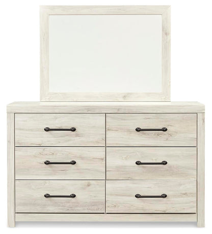 Cambeck Full Panel Bed with 2 Storage Drawers with Mirrored Dresser