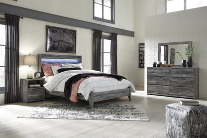 Baystorm Queen Panel Bed with Mirrored Dresser and Nightstand