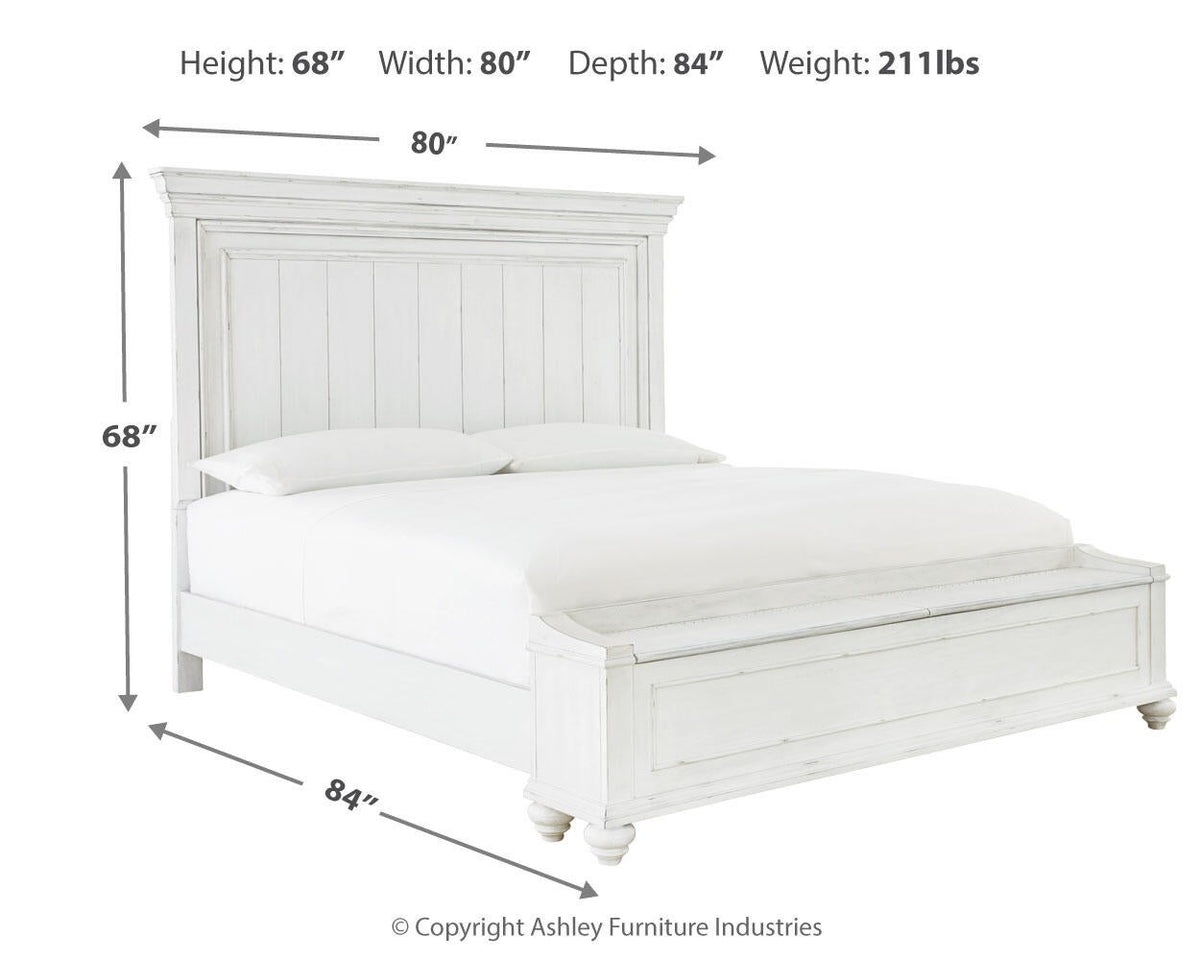 Kanwyn King Panel Bed with Storage with Mirrored Dresser
