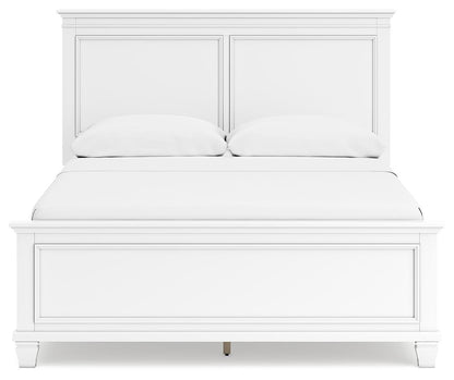 Fortman Queen Panel Bed with Mirrored Dresser and Nightstand