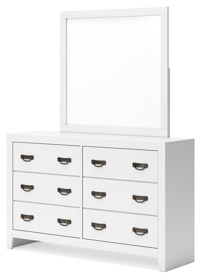 Binterglen Twin Panel Bed with Mirrored Dresser
