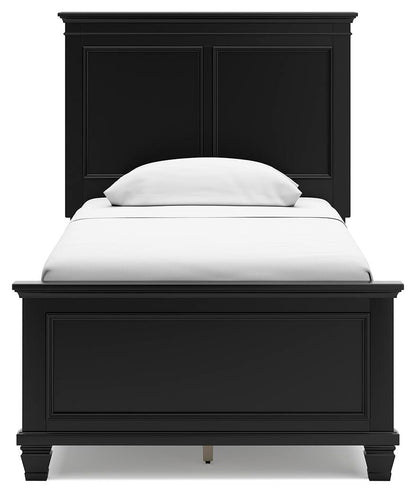 Lanolee Twin Panel Bed with Mirrored Dresser