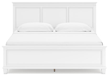 Fortman King Panel Bed with Mirrored Dresser and Nightstand