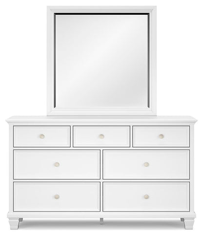 Fortman California King Panel Bed with Mirrored Dresser and Nightstand