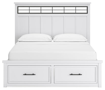 Ashbryn California King Panel Storage Bed, Dresser, Mirror and Nightstand