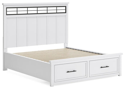 Ashbryn California King Panel Storage Bed, Dresser, Mirror and Nightstand