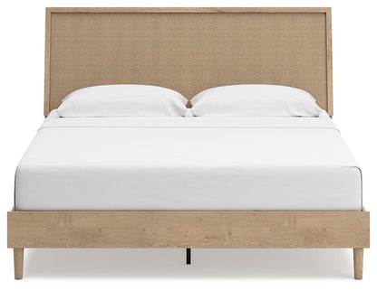 Cielden King Panel Bed with Mirrored Dresser