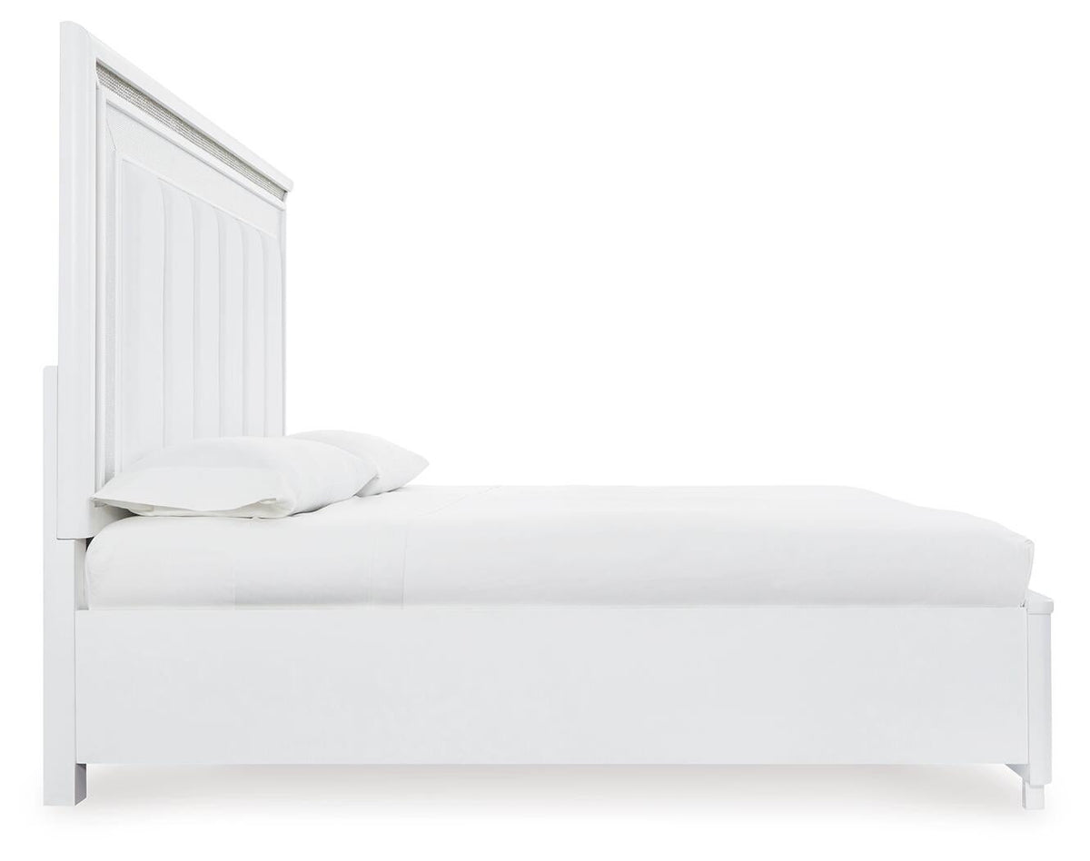 Chalanna Queen Upholstered Storage Bed with Mirrored Dresser