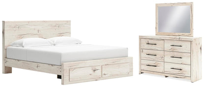 Lawroy King Panel Storage Bed, Dresser and Mirror