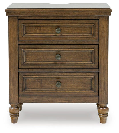 Sturlayne California King Upholstered Panel Bed, Dresser, Mirror and Nightstand