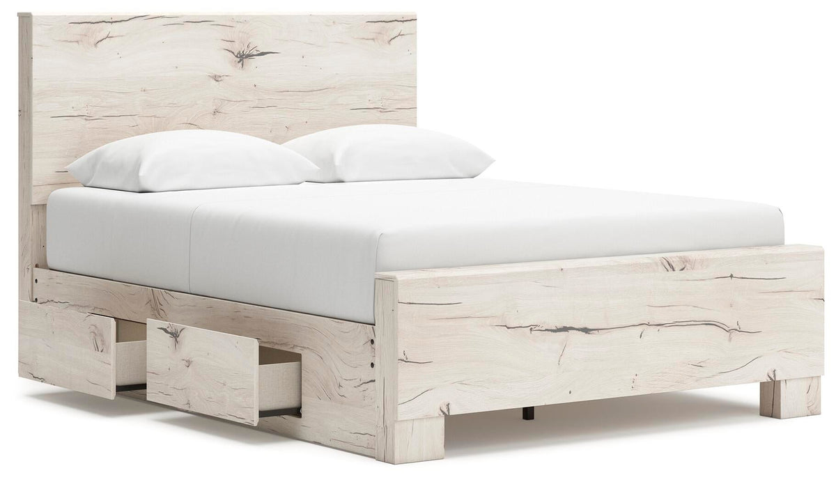Lawroy Queen Panel Bed with Storage, Dresser, Mirror and Nightstand