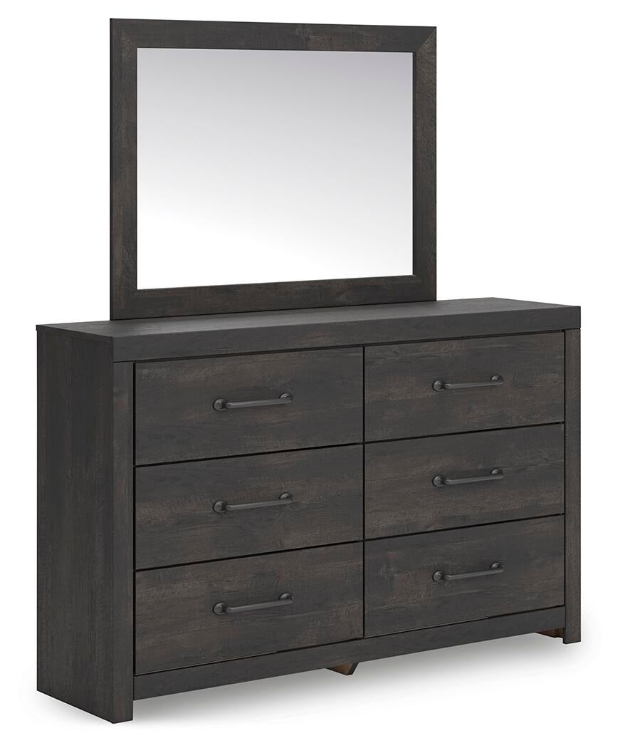 Delmorta Twin Panel Storage Bed, Dresser, Mirror and Nightstand