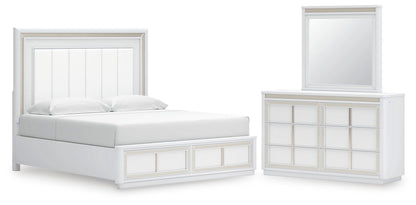 Chalanna King Upholstered Storage Bed, Dresser and Mirror