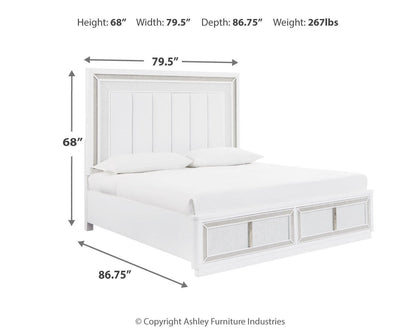 Chalanna King Upholstered Storage Bed, Dresser and Mirror