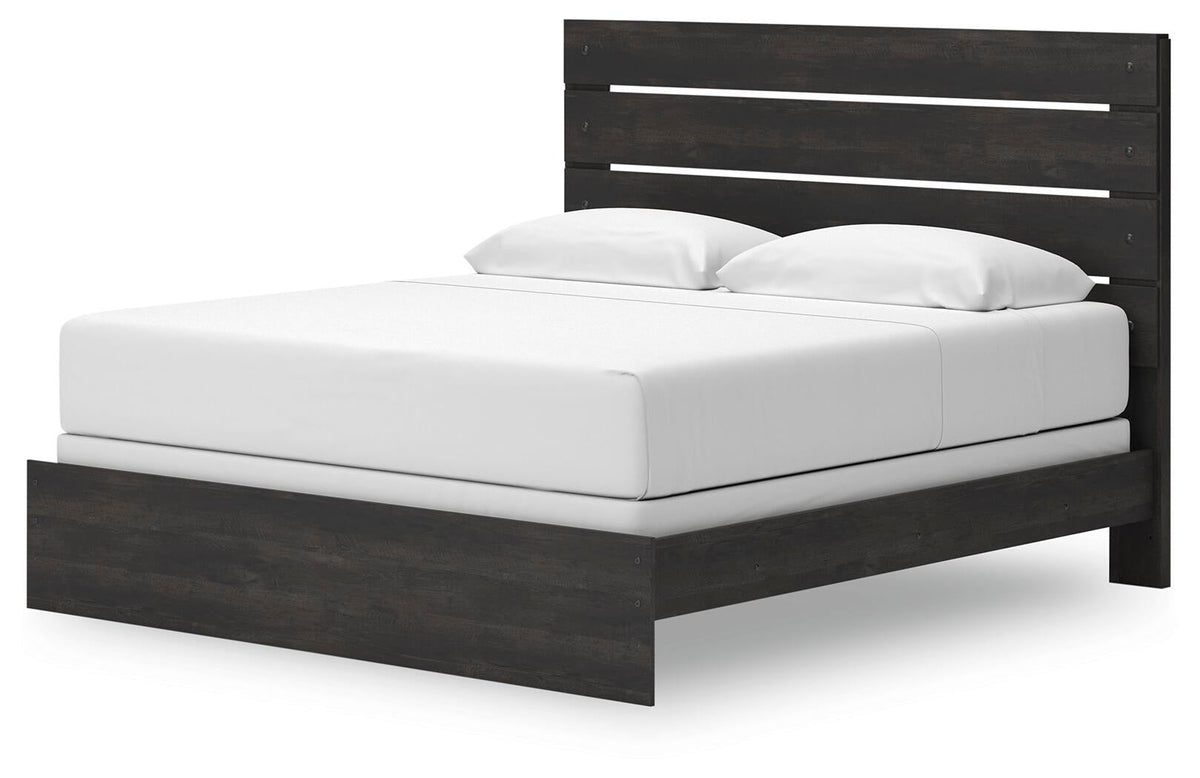 Delmorta King Panel Bed, Dresser, Mirror and Nightstand