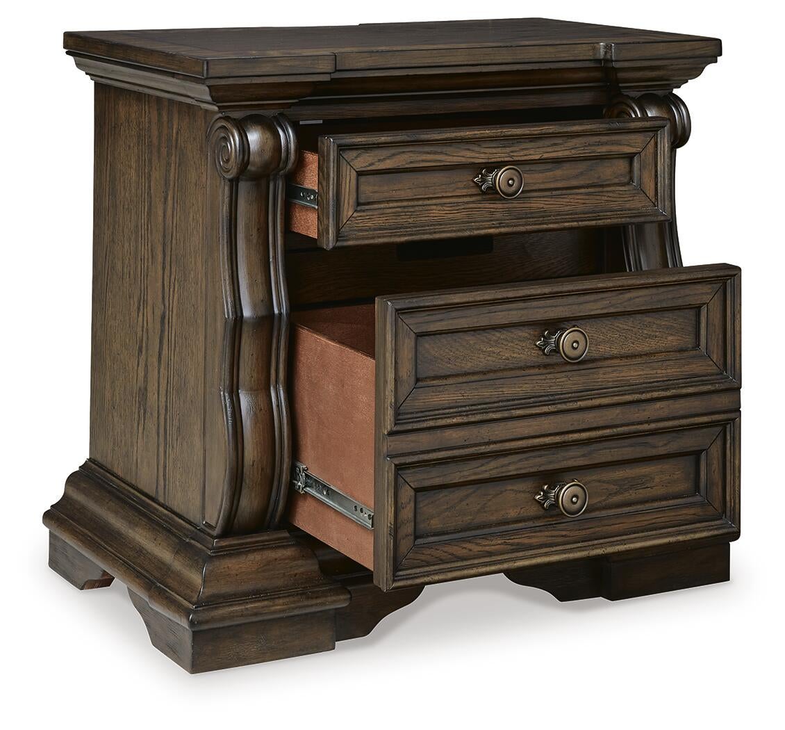 Maylee Queen Canopy Bed, Dresser, Mirror and Nightstand
