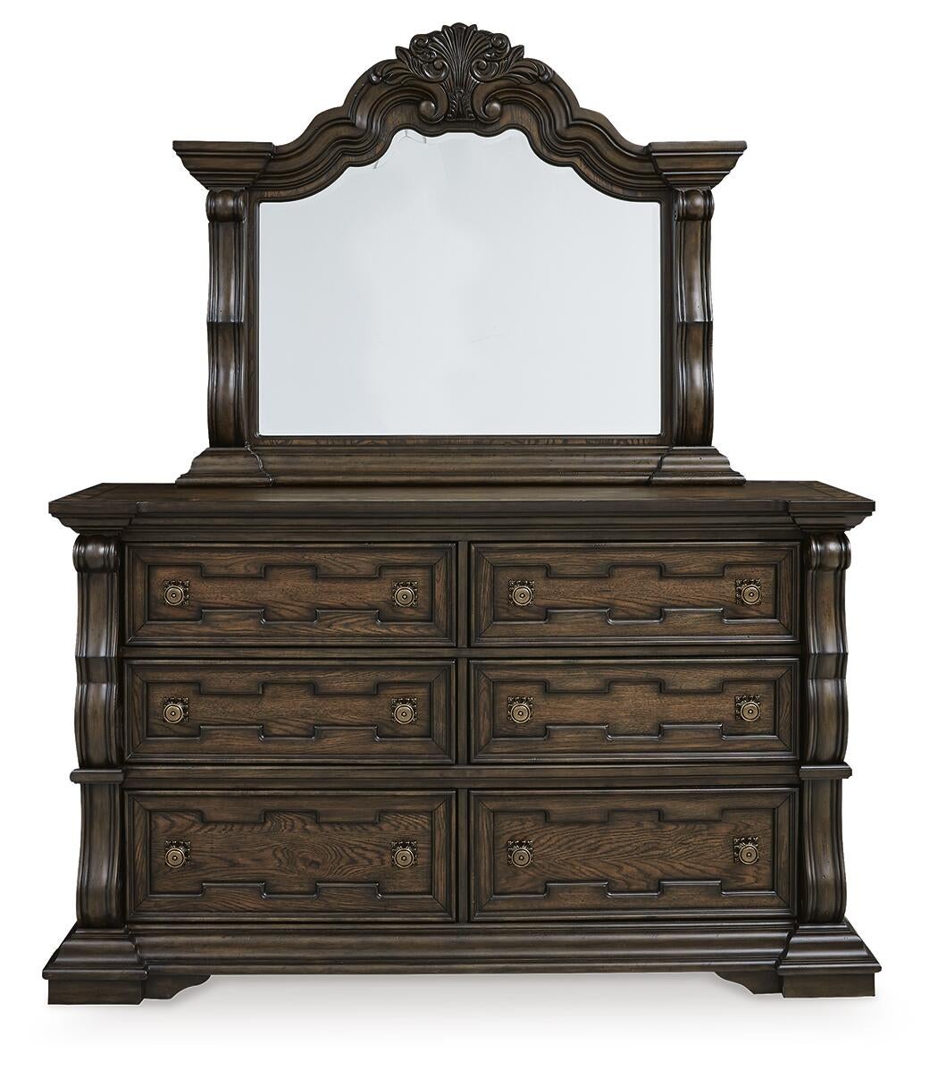 Maylee King Canopy Bed, Dresser, Mirror and Nightstand