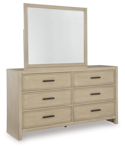 Calmoro California King Bookcase Bed with Mirrored Dresser