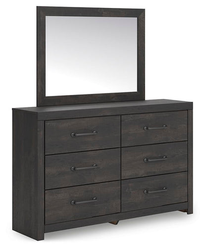Delmorta Full Panel Bed, Dresser and Mirror