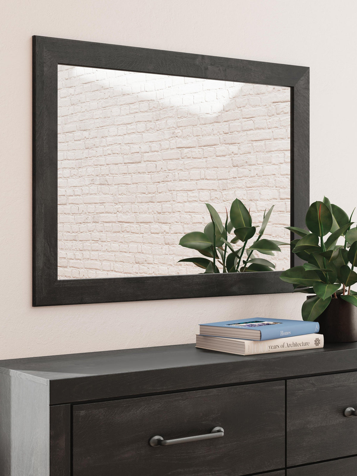 Delmorta Full Panel Bed with Storage, Dresser and Mirror