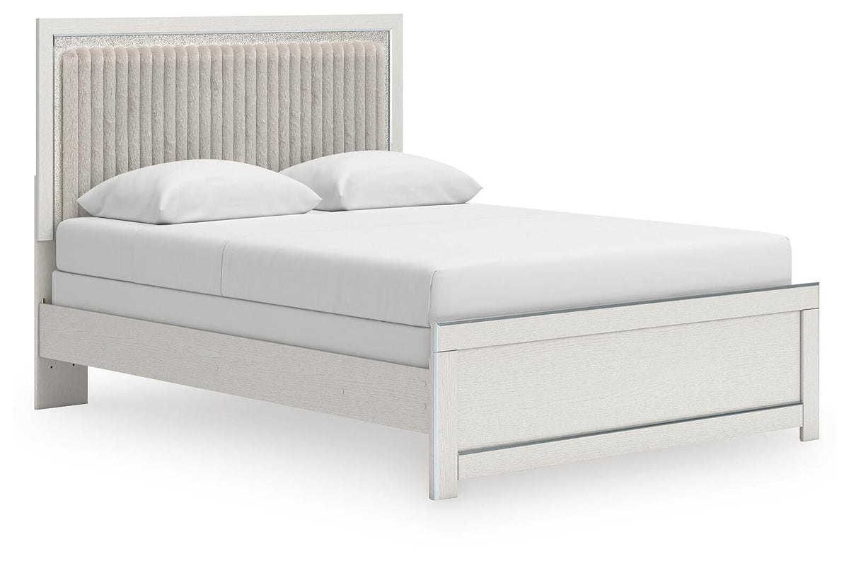 Birmonton Queen Upholstered Panel Bed, Dresser, Mirror and Nightstand
