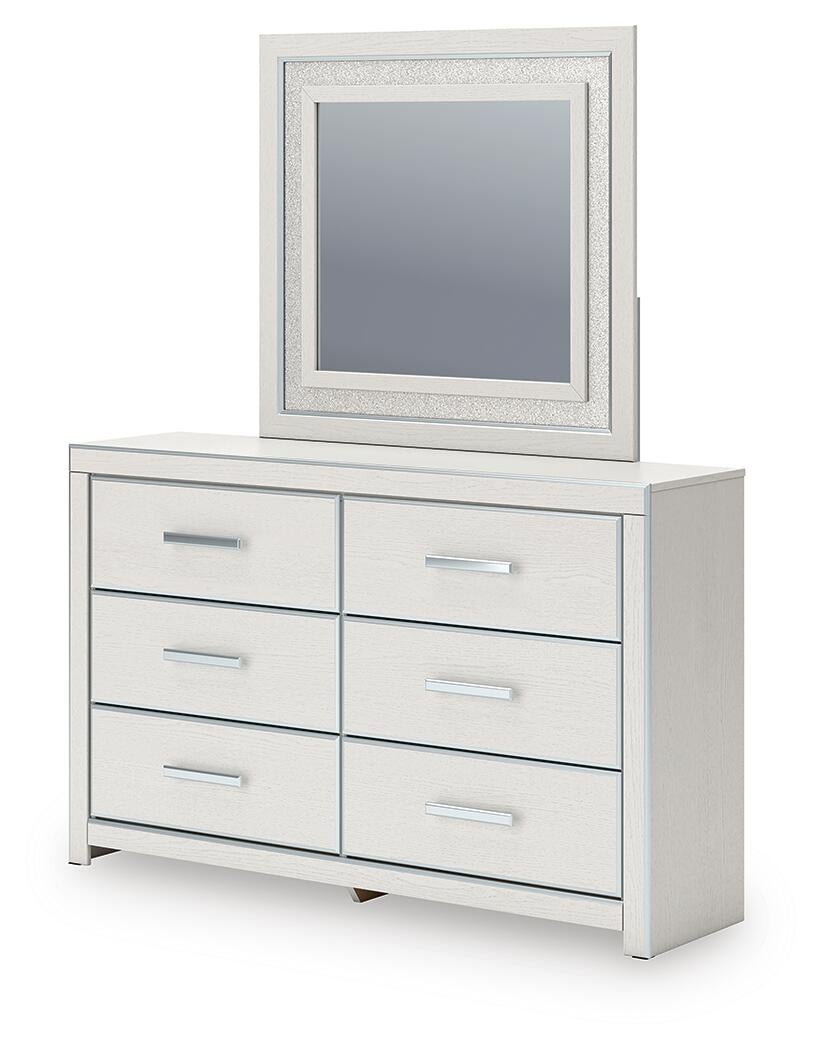 Birmonton King Upholstered Panel Platform Storage Bed, Dresser, Mirror and Nightstand