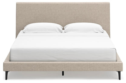 Cielden King Upholstered Bed with Roll Slats, Dresser, Mirror and Nightstand