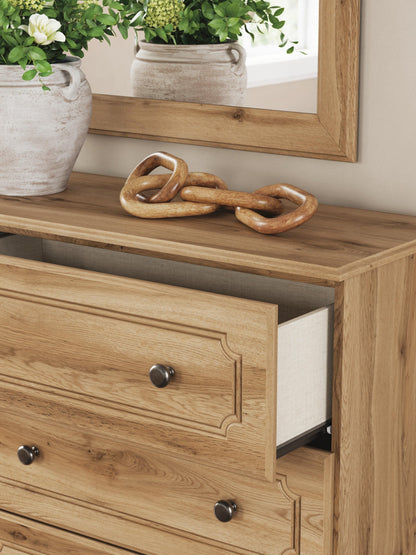 Galletyn King Panel Bed with Mirrored Dresser and Nightstand
