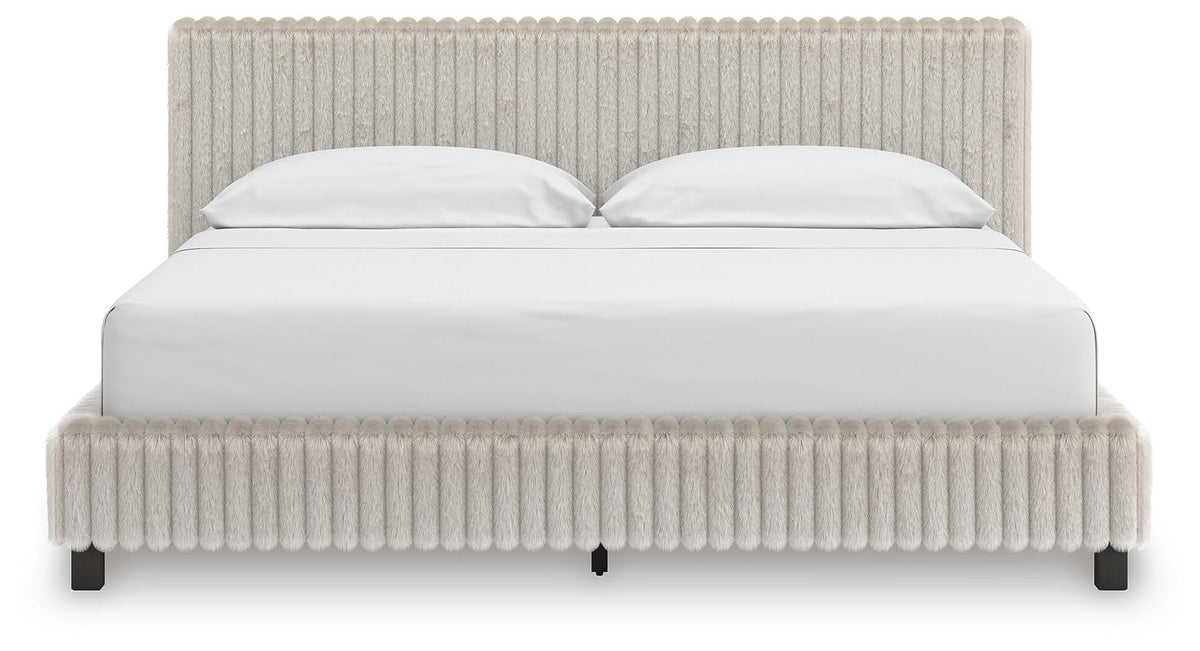 Birmonton California King Upholstered Bed, Dresser and Mirror