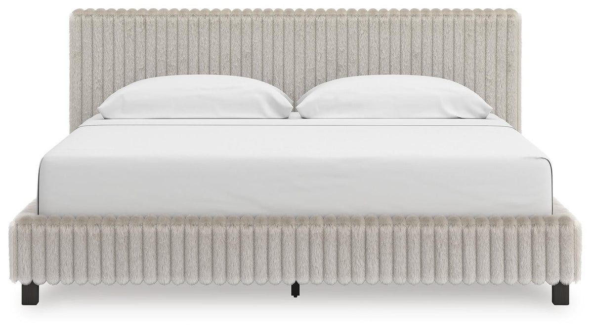 Birmonton King Upholstered Bed, Dresser and Mirror