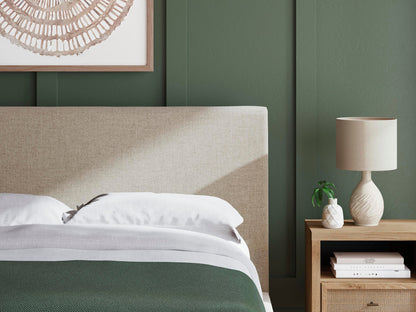 Cielden Queen Upholstered Bed with Roll Slats, Dresser and Mirror