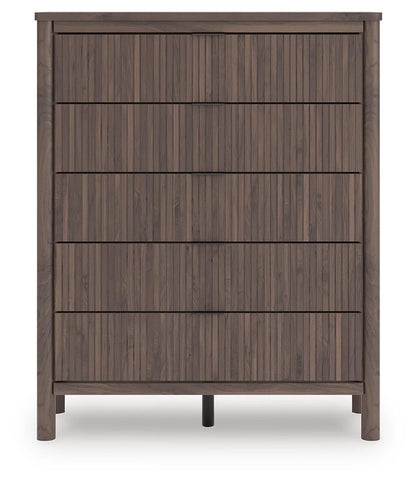 Cadmori Full Upholstered Panel Bed, Dresser and Mirror