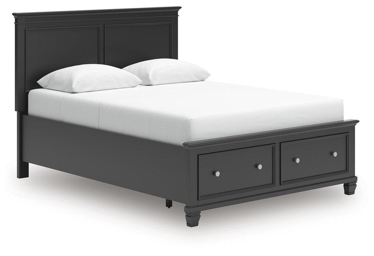 Lanolee Queen Panel Storage Bed, Dresser, Mirror and Nightstand