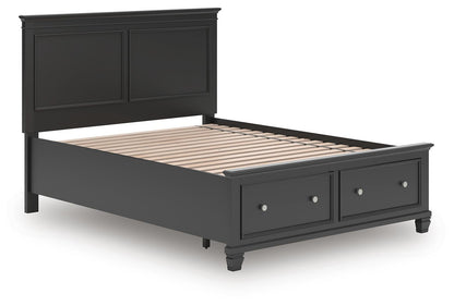Lanolee Queen Panel Storage Bed, Dresser, Mirror and Nightstand