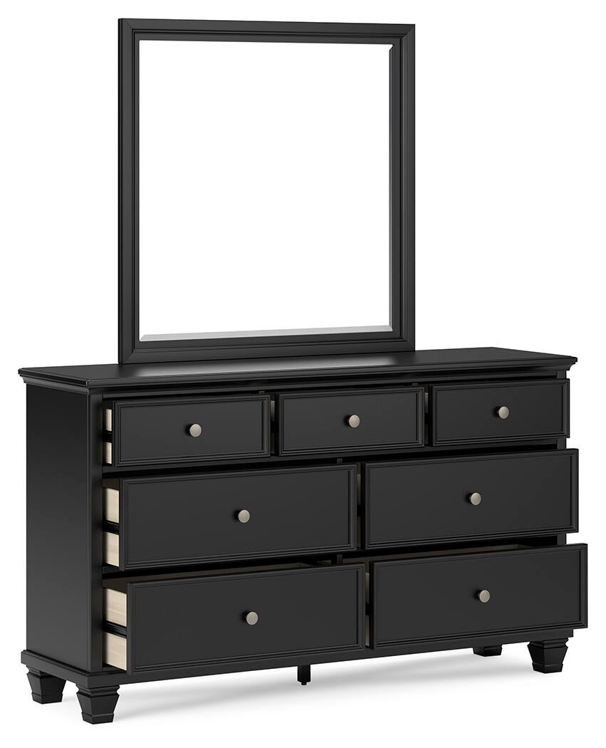 Lanolee California King Panel Storage Bed, Dresser, Mirror and Nightstand