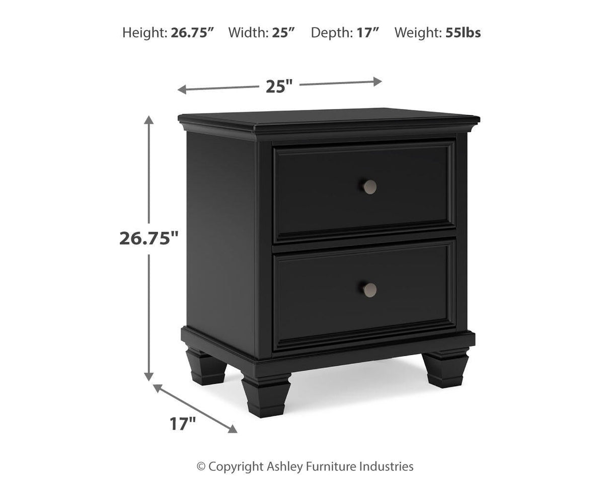 Lanolee California King Panel Storage Bed, Dresser, Mirror and Nightstand