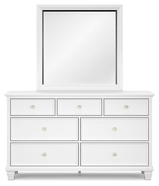 Fortman King Panel Storage Bed with Mirrored Dresser