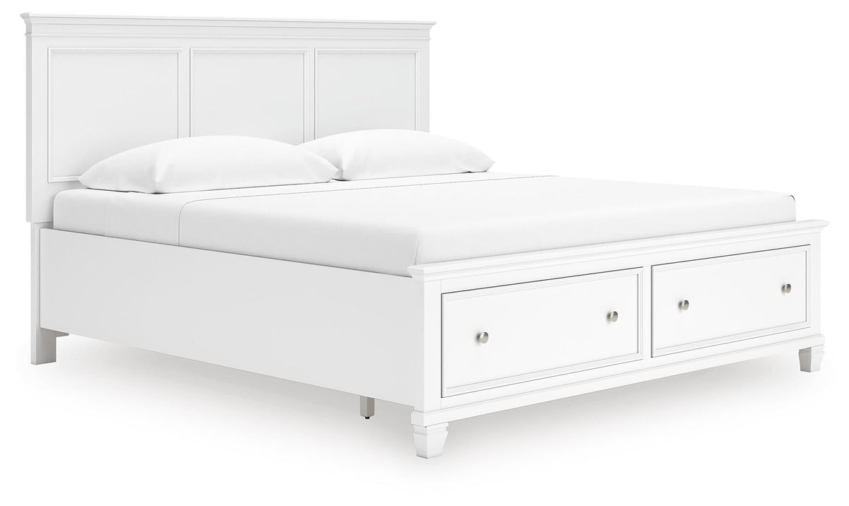 Fortman King Panel Storage Bed with Mirrored Dresser