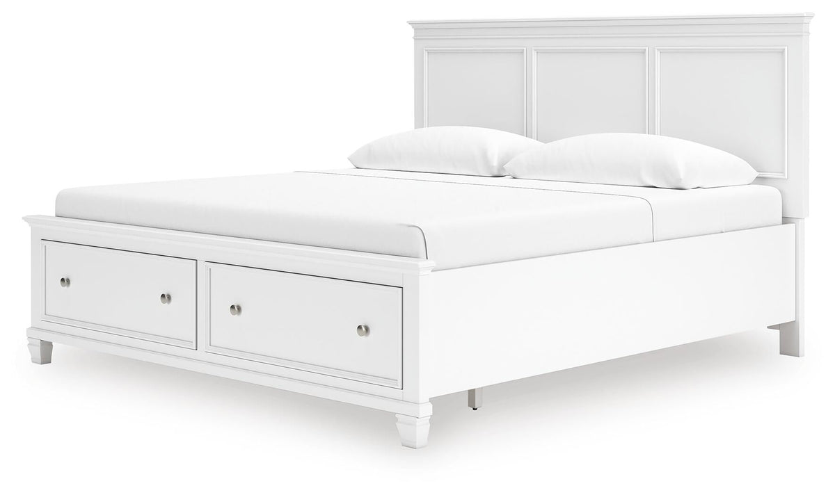 Fortman King Panel Storage Bed with Mirrored Dresser