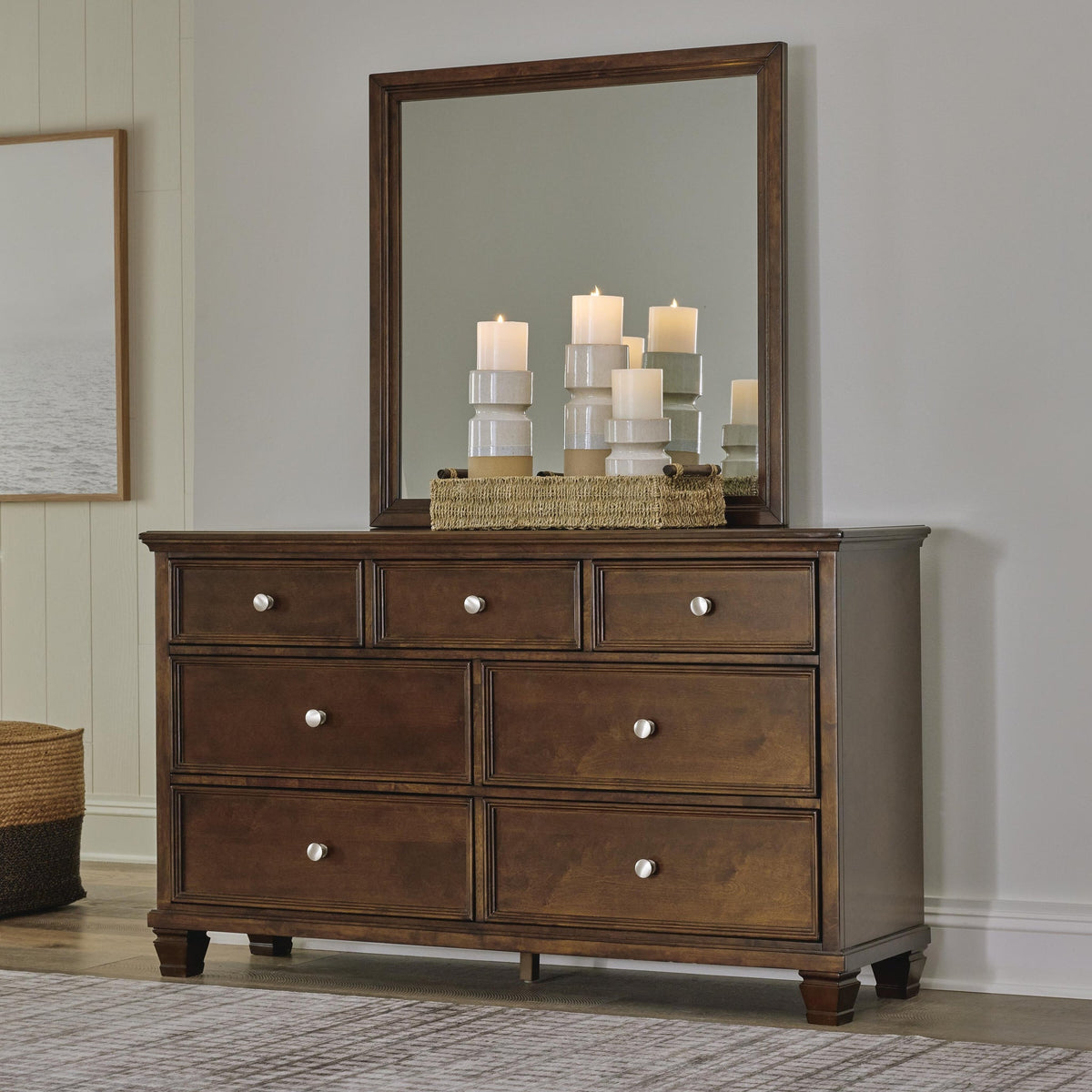 Danabrin Queen Panel Storage Bed, Dresser, Mirror and Nightstand