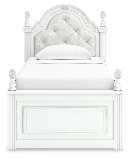Maylilly Twin Upholstered Panel Storage Bed, Dresser and Mirror