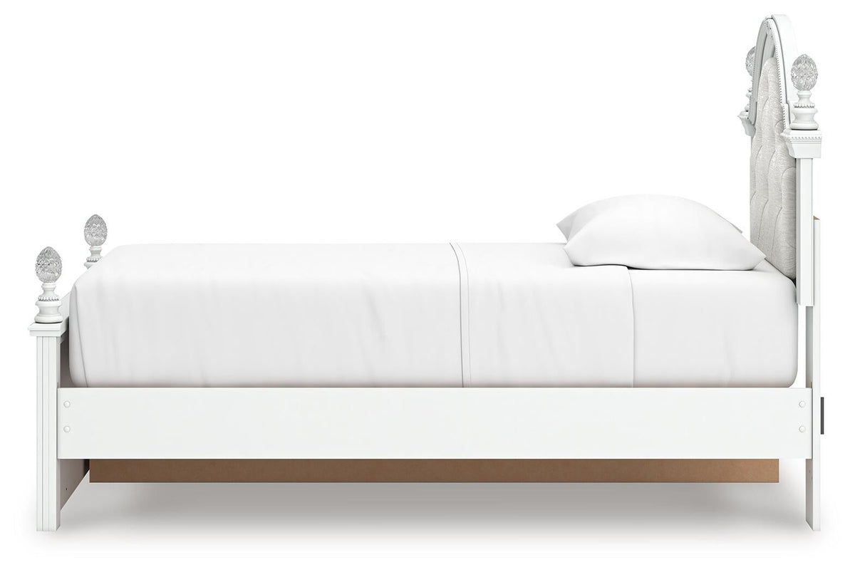 Maylilly Twin Upholstered Panel Storage Bed, Dresser and Mirror