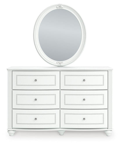 Maylilly Full Upholstered Panel Bed, Dresser, Mirror and Nightstand