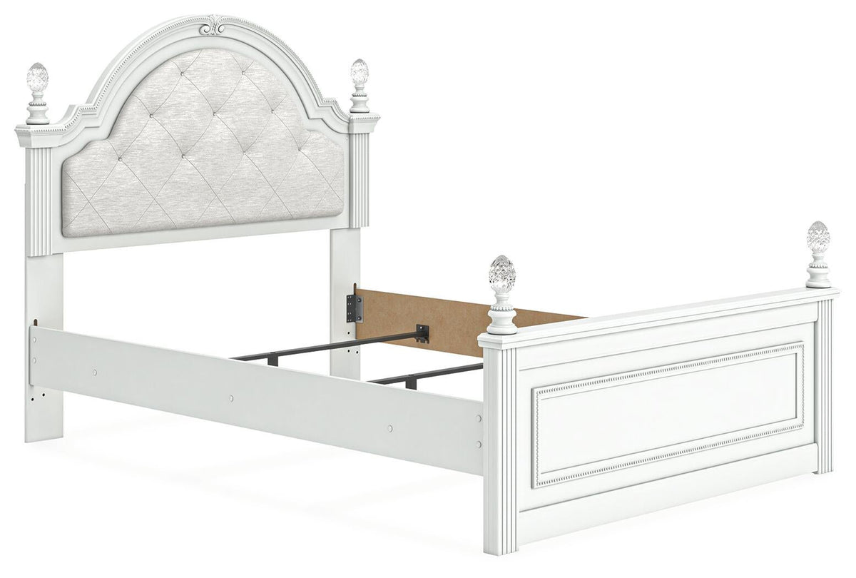Maylilly Full Upholstered Panel Bed, Dresser, Mirror and Nightstand