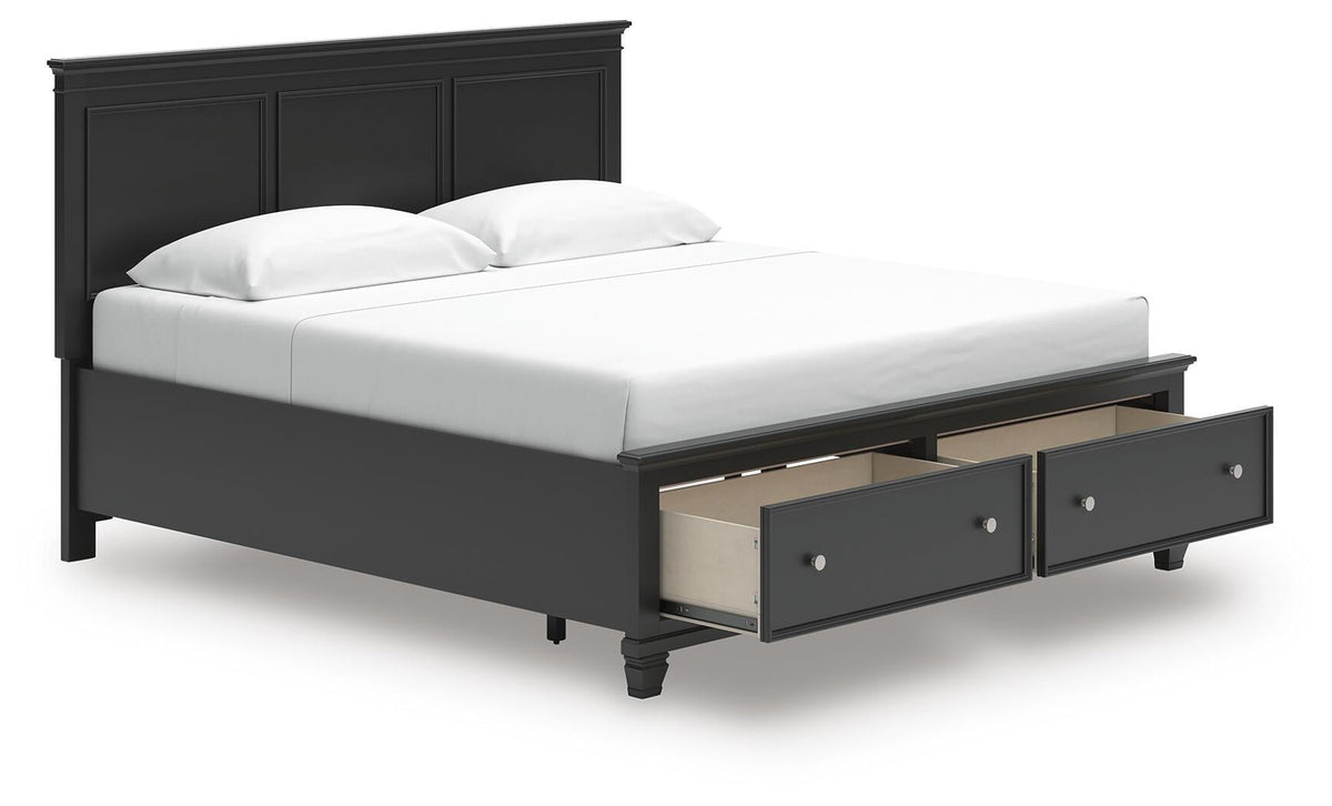 Lanolee King Panel Storage Bed, Dresser, Mirror and Nightstand