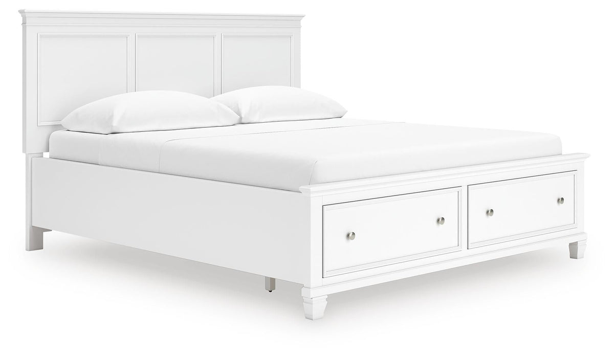 Fortman California King Panel Storage Bed, Dresser and Mirror