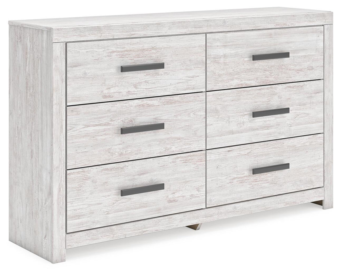 Cayboni Full Panel Bed with Mirrored Dresser